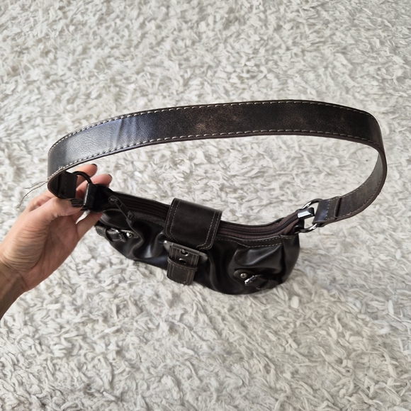 Shein Y2K Dark Brown Buckle Shoulder Bag – Goth Grunge Utility Aesthetic - Picture 7 of 16